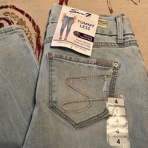 Seven 7 Tummy Less High Rise Skinny 4 NWT w/ slimming control panel Distressed